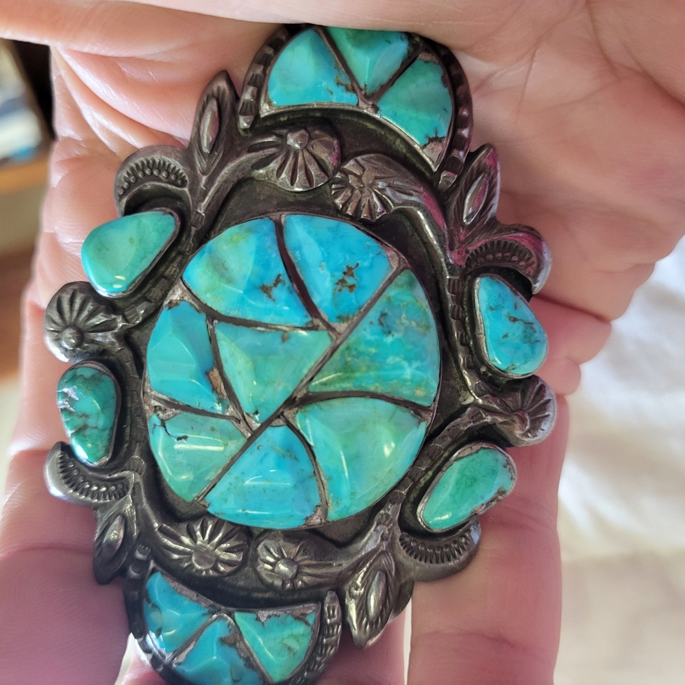Turquoise and Sterling Silver Statement Buckle